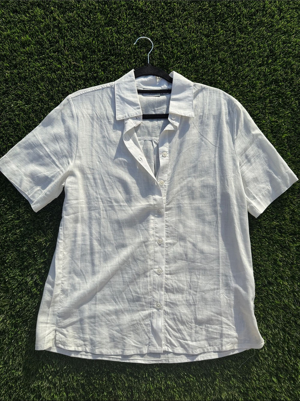 Rhythm Men's White Short-Sleeve Button Down Shirt